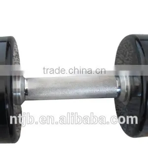 2016 Hot Sale Deluxe Whole Shaping 30kg PU Round Head Dumbbell With Stainless Steel Plating Knurled Handle thumbnail-5