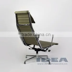 Replica Charles Aluminum Executive Easy Chair - Light Grey Genuine Leather thumbnail-4