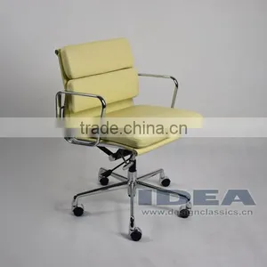 Replica Charles and Ray Low Back Soft Pad Desk Chair EA217 - Cream White Color Genuine Leather thumbnail-4