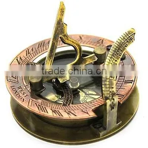 Antique Brass Sundial Compass - Pocket Sundial - West London thumbnail-1