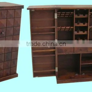 Wooden Wine Cabinet,wine Rack,bar Counter,bar Table Set,bar Cabinet,bar Unit,sheesham Wood Furniture thumbnail-1
