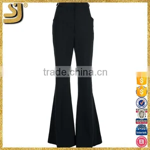 2016 Newest Style Ladies Pants With Wide Leg, Woman Black Leg Flared Pants, American Newest Casual Solid Ladies Pants thumbnail-1