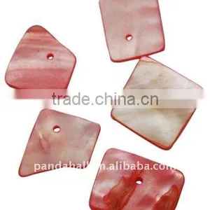 Freshwater Shell Beads, Dyed, Salmon, About 14~19x14~16x1~4mm, Hole: 2mm, About 500pcs/500g(BSHE-S069-9) thumbnail-1