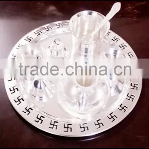 Silver Puja Thali Wedding Gifts Indian Wedding Gifts Ethnic Gifts thumbnail-1