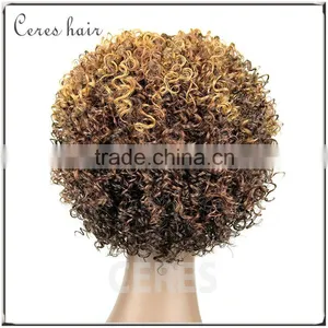 Cheap Wholesale Price High Temperature Fiber Synthetic Wig Futra Fiber Short Kinky Curl Afro Curl Wig thumbnail-5