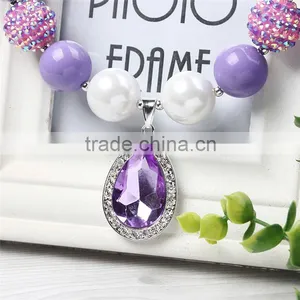 Purple Pendant Necklace and Flower Hairband Latest Design Beads Necklace Baby Girl Jewelry Beaded Necklace and Hairband thumbnail-6