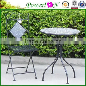 Folding Antique Round Mosaic Chair thumbnail-1