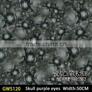 GWS120 Black Skull Width 50CM PVA Water Transfer Printing Film Factory / Hydro Printing Skull Pattern thumbnail-1