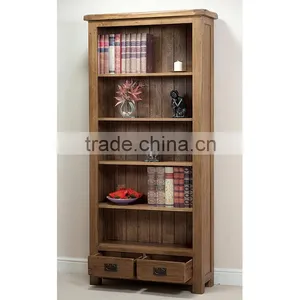 Solid Wood Oak Reclaimed Bookcase With 2 Drawers thumbnail-3
