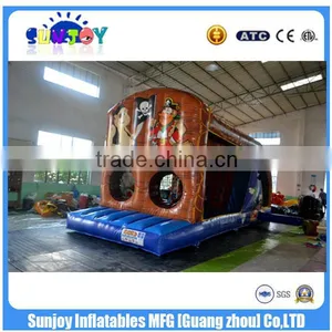 CE New Pirate Inflatable Obstacle Course With Climbing Wall / Outdoor Jumping Slide thumbnail-3