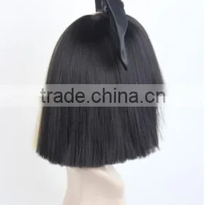 Synthetic White Short Straight Special Half and Half Color Wig With Black Bow N454 thumbnail-2