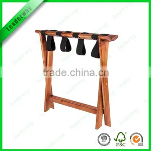 Popular Sale Hotel Bamboo Luggage Rack With Nylon Belt thumbnail-2