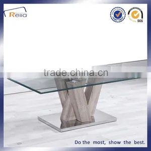 Rectangle Glass Top Wood Frame Centre Table thumbnail-3