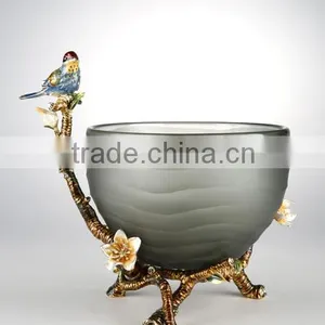 RORO Blossoming Story Enamel Decoration Pewter Design Craft Home Deco Glass Fruit Holder thumbnail-1