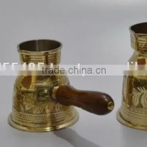 Stainless Steel Turkish Arabic Coffee Pots & Warmers With Wooden Handle thumbnail-2