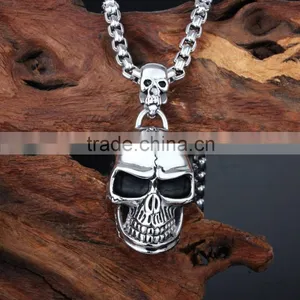 High Polish Stainless Steel Skull Head Design Tibetan Pendant thumbnail-1