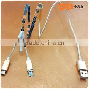 Get Free Sample Long Length Colorful Zipper Usb Cable 2 in 1 Metal Connector thumbnail-4