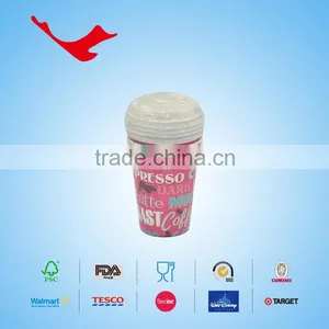 4oz -16oz PEcoated Sigle Wall, Double Wall, Ripple Wall With Printed Paper Cups With Lid and Straw thumbnail-3
