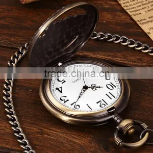 Bronze Steam Train Men Analog Necklace Chain Pocket FOB Quartz Watch thumbnail-4