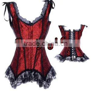 Hot Selling RED Peasant Burlesque Fashion Corsets thumbnail-1