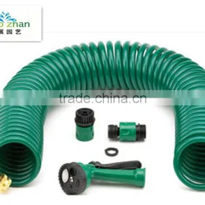 Garden Water Coil Hose With 4-Function Hozzle and 3/4" Male Connector : thumbnail-1