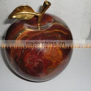 Best Salling PAKISTANI SUPPLIER NICE & SHINE ONYX APPLE WITH BRASS LEAF HANDICRAFTS thumbnail-2