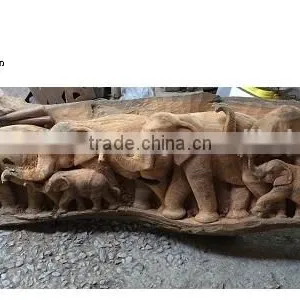 Wood Carved Elephant From Thailand thumbnail-1