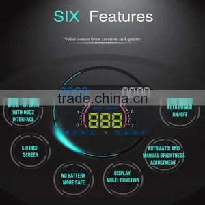Latest Automotive E350 5.8" Inch Car OBD2 Headup LED OBD2 Display HUD thumbnail-4