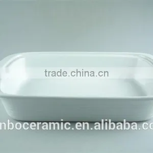 White Ceramic Rectangular Stoneware Bakeware, Porcelain Casserole Serving Dishes thumbnail-1