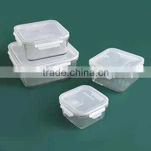 Borosilicate Glass Container With Plastic Cover, Square thumbnail-1