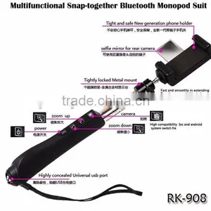 Bluetooth Monopod Equipped Wih Professional Tripod, Selfie Monopod With Mirror, With Zoom Function RK908 thumbnail-1