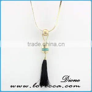 Natural Semi Precious Gemstone Necklace,tassel Necklace With Turquois Bead thumbnail-1