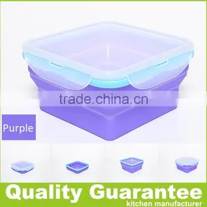 Small Microwave Safe Collapsible Salad Containers Silcone Lunch Box thumbnail-1