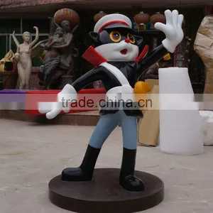 FRP Black Cat Police Cartoon Statue thumbnail-1