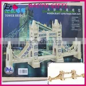 Children's Wooden Environmental 3d Puzzle Toys , Wooden Tower Bridge Model Simulation Fancy Toy thumbnail-1