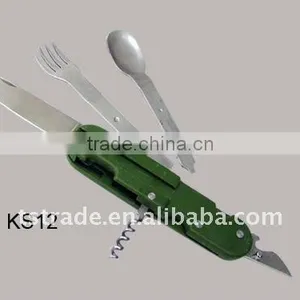 New Multi Tableware/Outdoor Tableware/Multi Knife/Pocket Knife Barbecue Tool Set Stainless Steel Tool KS12 thumbnail-1