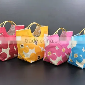 Designer Floral Print Juco Beach Bag With Wooden Cane Handle thumbnail-4