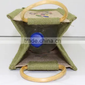 Jute Wine Bag/ One Bottle Wine Carry Bag Jute/ Eco-friendly Wine Tote thumbnail-4