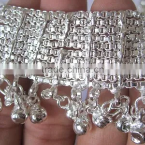 BROAD Anklets Silver Tone Payal thumbnail-3