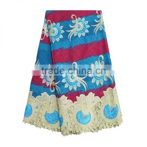 Bestway Wholesale African Embroidered Wax Printed Fabrics With Guipure thumbnail-1