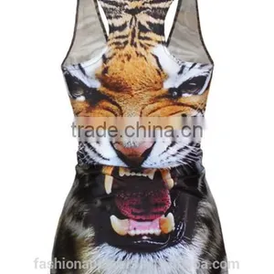 OEM Ladies' 3D Printed Tanks Singlet 100%Polyester Graphic Tank Top thumbnail-1