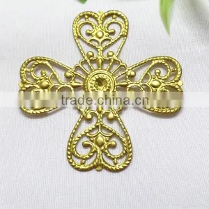 Religious Jewelry Finding Brass Flower Cross Jewelry Accessories Hollow Out Metal Cross Garment Accessories thumbnail-1