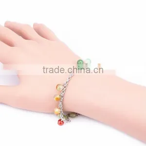 Diy Colorful Round Stone Beads Charm Anklet Handmade Mix Stone Charm Anklet Bracelet for Women Anklet Jewelry 2017 thumbnail-3