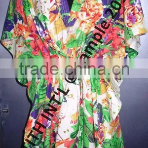 Viscose Printed V Neck Gown thumbnail-3