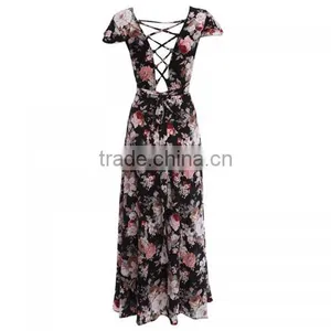 2017 One-piece Dress Deep V Lastest Dress Designs thumbnail-4