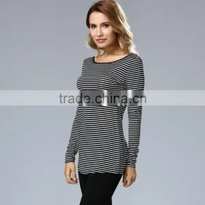 Newest Design OEM Wholesale Gray Women Vertical Stripes Blouse 2017 thumbnail-2