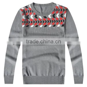 The Long Sleeve Grey Embroidery Knitting Pullover Casual Men Knitted Sweater thumbnail-1