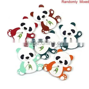 Wood Sewing Buttons Scrapbooking 2 Holes Panda Animal At Random thumbnail-3