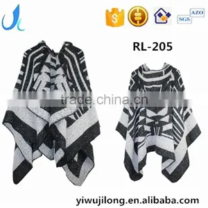 2016 New Design Fashion Autumn Winter Acrylic Bohemian Poncho Shawls With Hooded for Women thumbnail-1