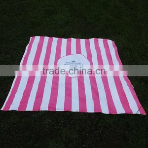 Cotton Flannel With Brush Reactive Printing Customized Logo 3 in 1 Blanket Into Tote With Carry Bag Beach Blanket thumbnail-6
